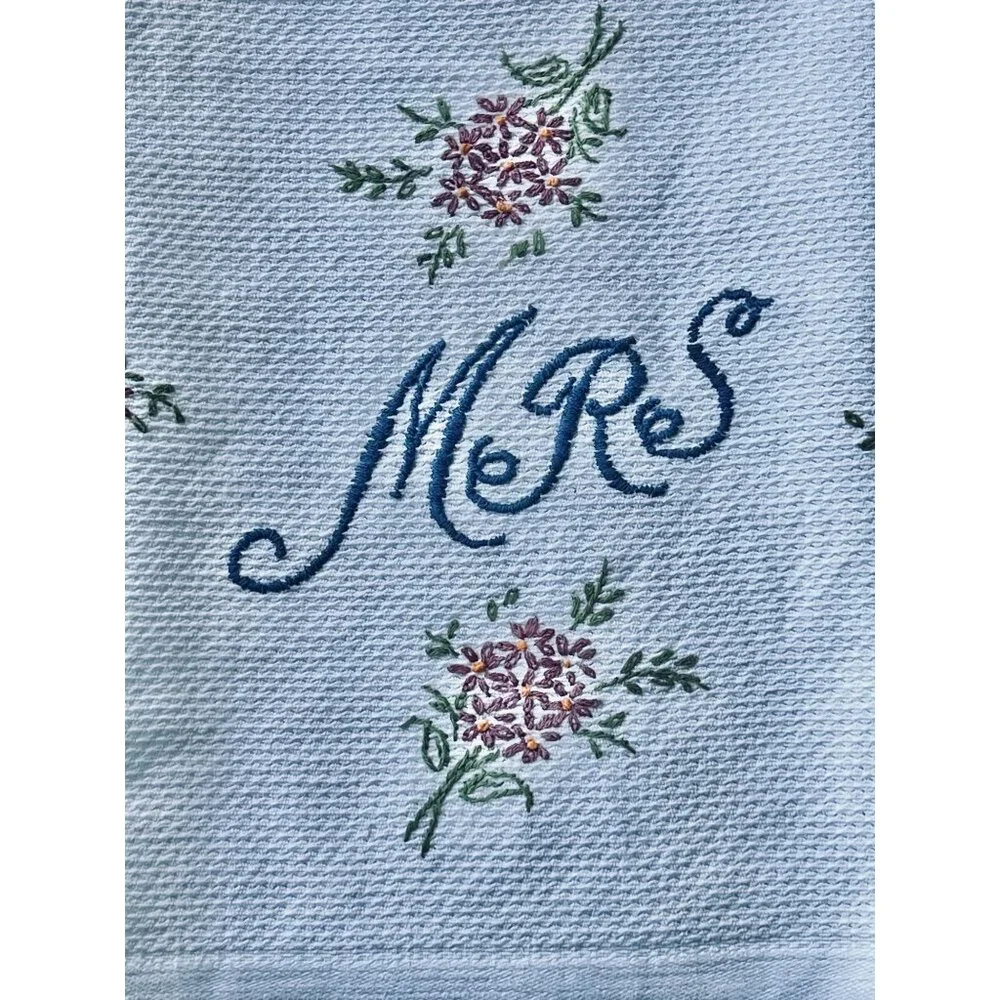 Mr. & Mrs. Hand Embroidered Tea Towels Set